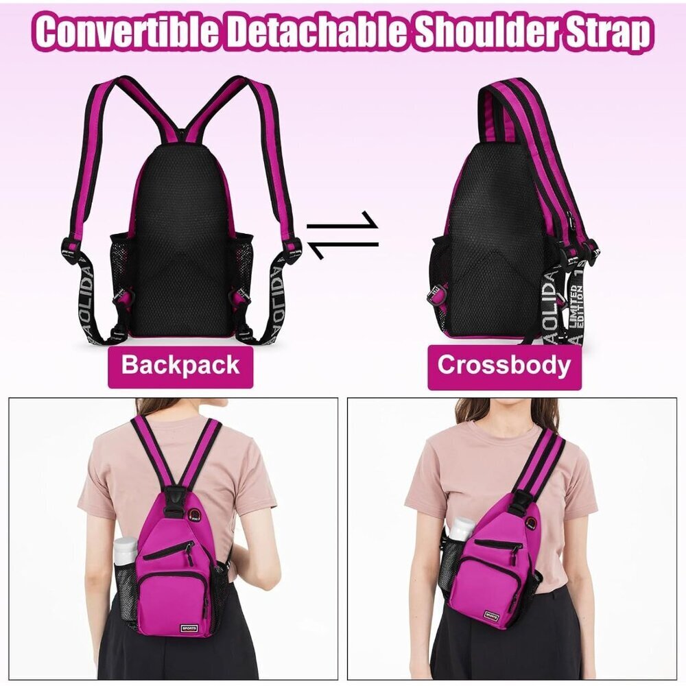 Men's & Women's Stylish Purple Crossbody Backpack - Perfect for Travel & Hiking - Picture 3 of 6